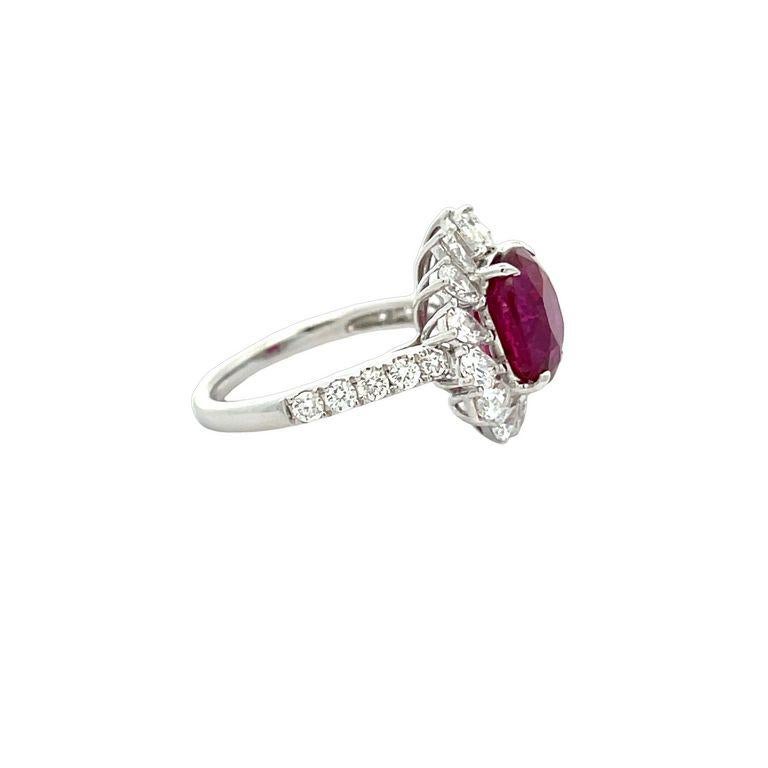  Natural Ruby GRS Certified Ring No Heat 4.51CT Pear Shape Diamonds 1.48CT   In New Condition For Sale In New York, NY