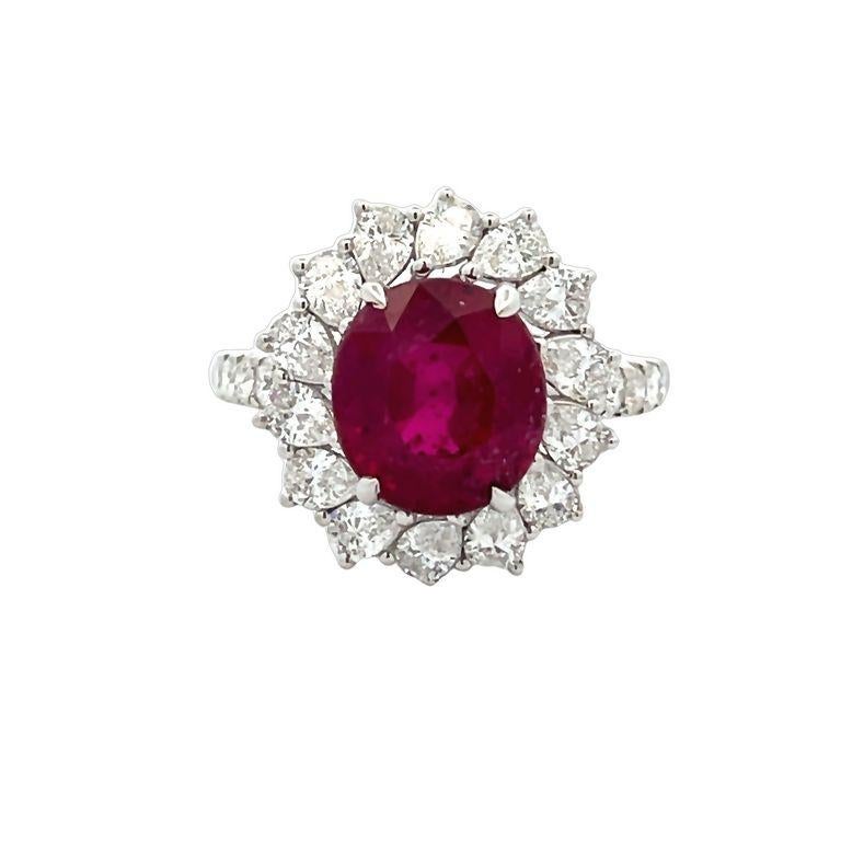  Natural Ruby GRS Certified Ring No Heat 4.51CT Pear Shape Diamonds 1.48CT   For Sale 1