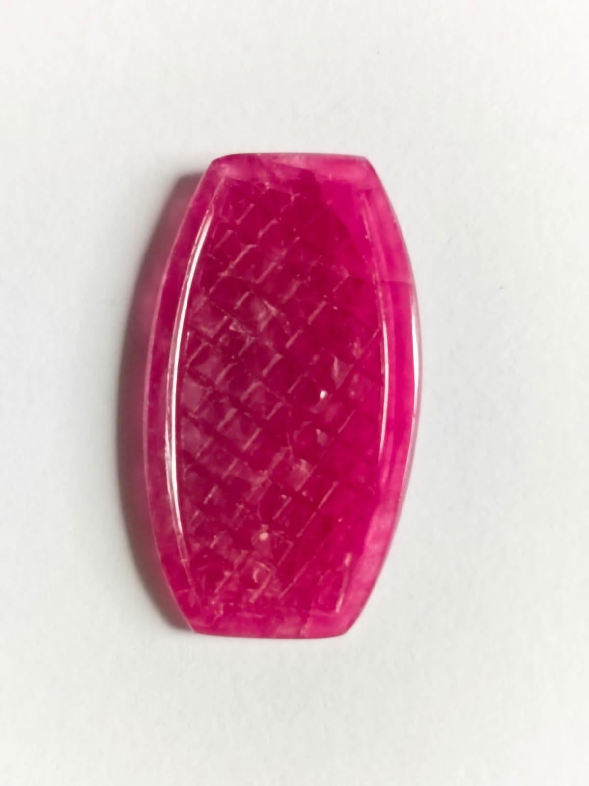 Art Deco Natural Ruby  14.30 Carat Handmade Carving Fancy Loose Gemstone For Sale