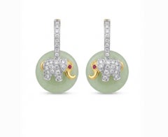 Natural Ruby, Lapis, & Diamond Earring in 14k Gold