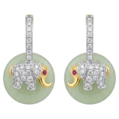 Natural Ruby, Lapis, & Diamond Earring in 14k Gold