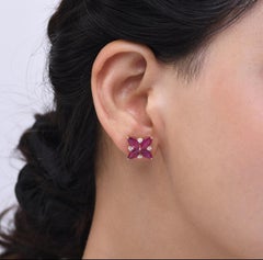 Natural 3.78cts Ruby & 0.36cts Diamond Studs Earring in 18k Gold