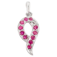 Pendentif Minimal Everyday en or blanc massif 14k avec rubis naturel Cadeau pour maman