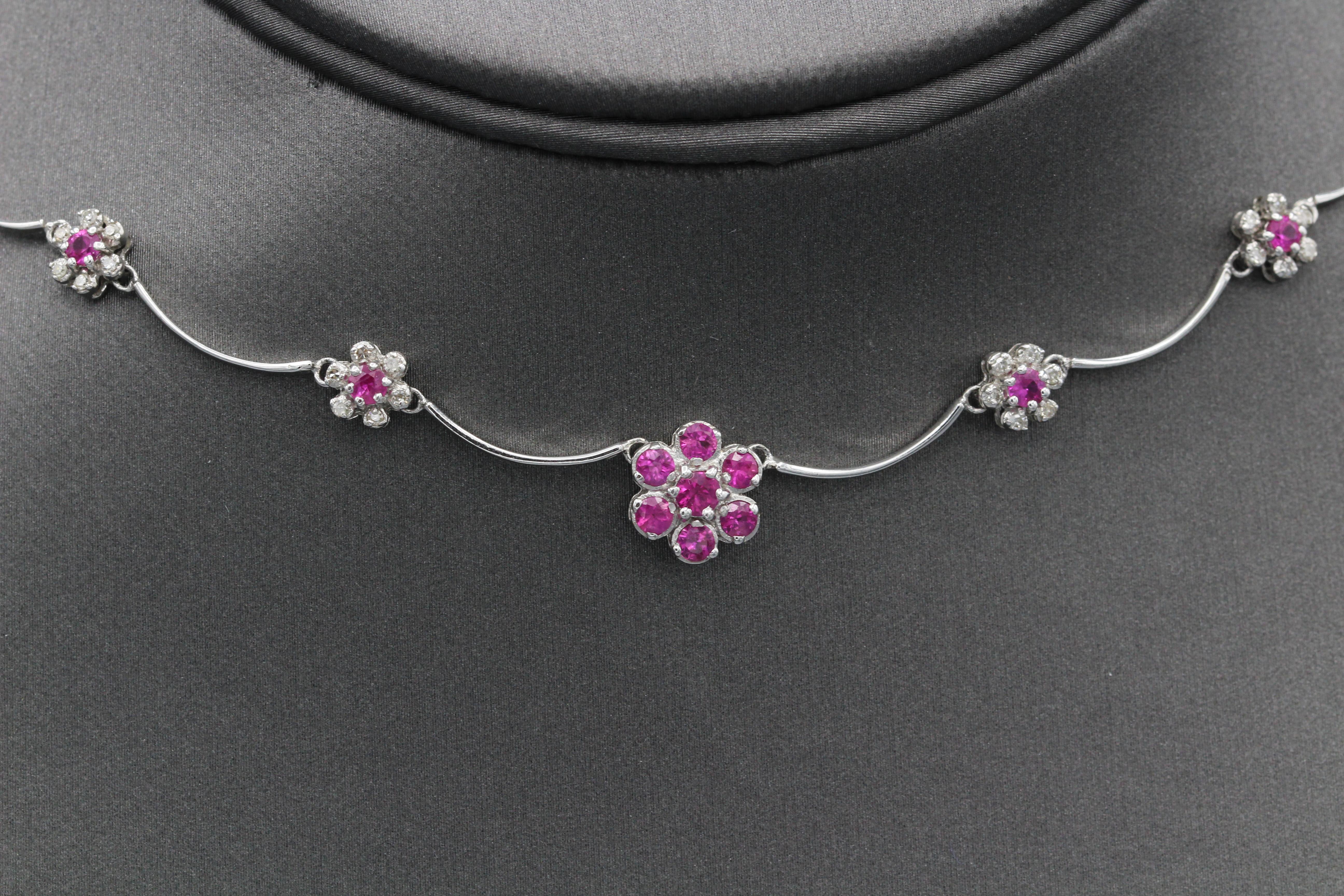 flower ruby necklace