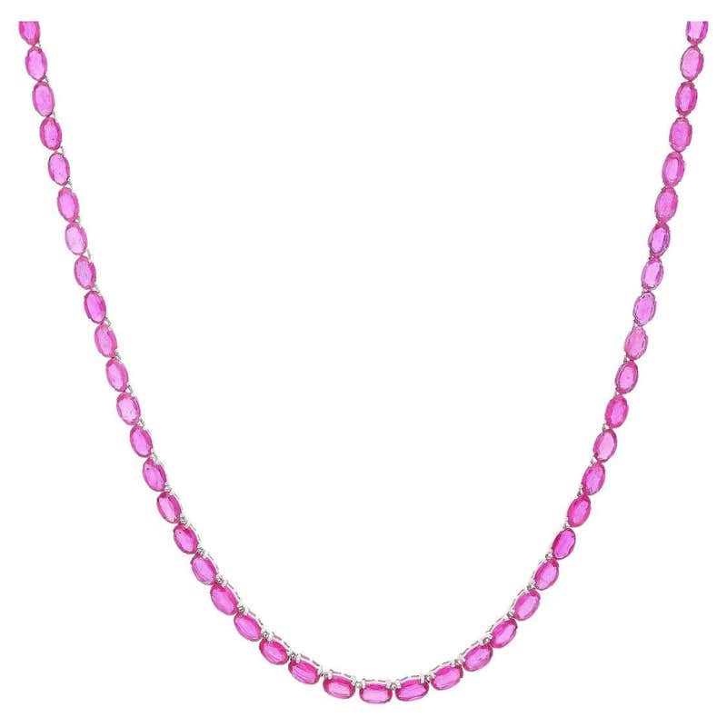 18k gold Rosecut Diamond and Ruby String Necklace For Sale at 1stDibs ...