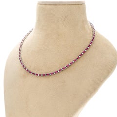Natural Ruby & Diamond Necklace in 18k gold
