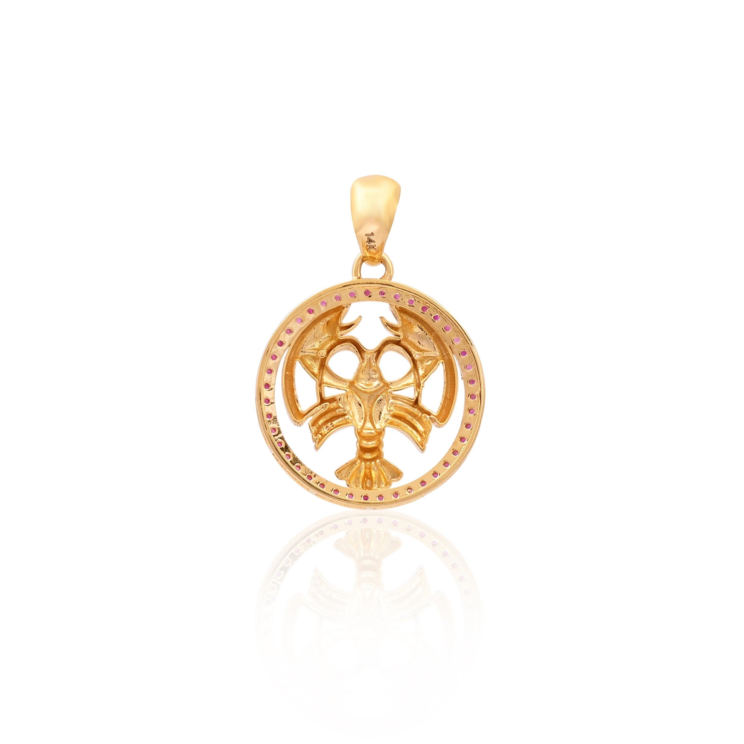 Colgante de rubí natural en oro de 14k Corte mixto