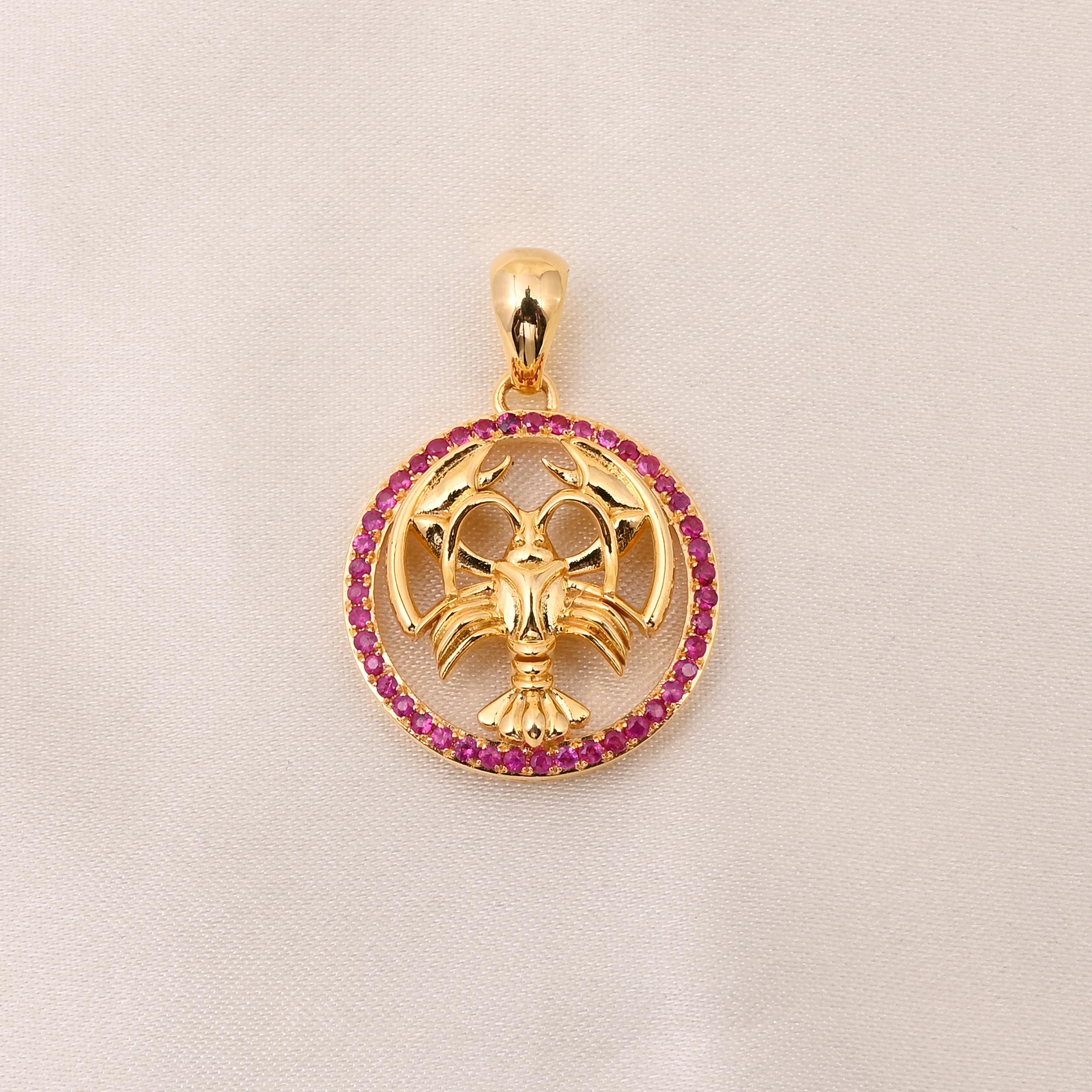 Colgante de rubí natural en oro de 14k en Nuevo Estado en jaipur, IN