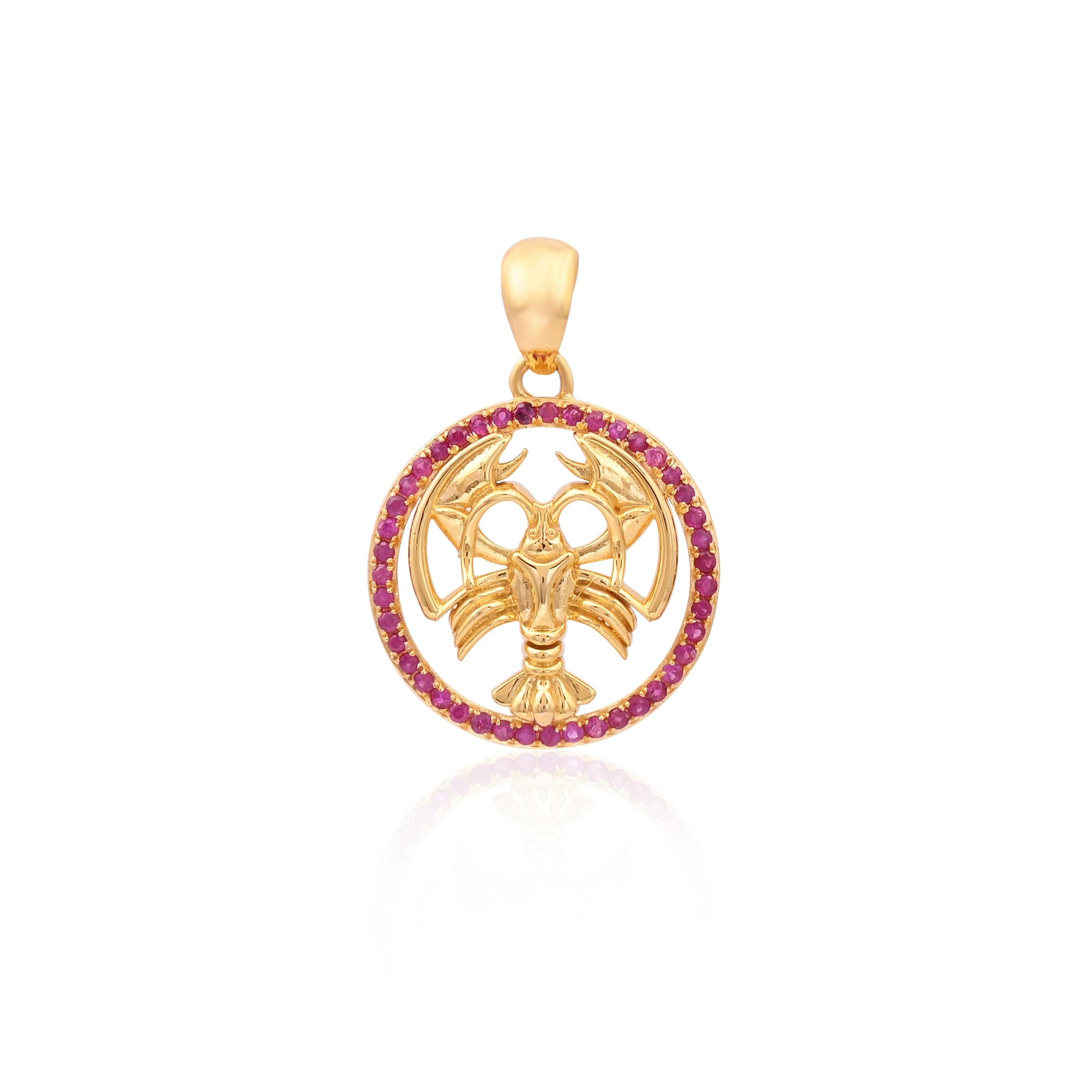 De las mujeres Colgante de rubí natural en oro de 14k