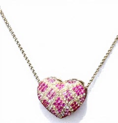 Natural Ruby, Pink Sapphire & Diamond Necklace in 18k Gold