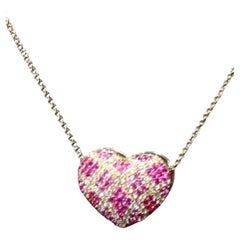 Natural Ruby, Pink Sapphire & Diamond Necklace in 18k Gold