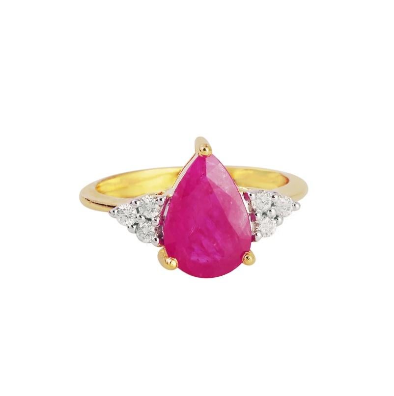 Natural Ruby ring 14K gold in vendita 1