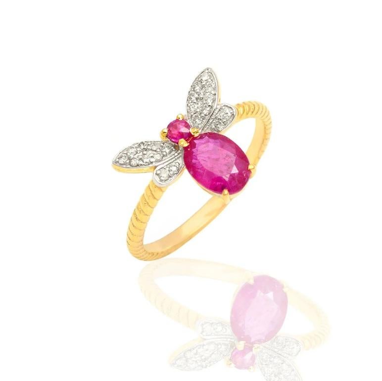 Natürlicher Rubin Ring 18K Gold (Asscher-Schliff) im Angebot