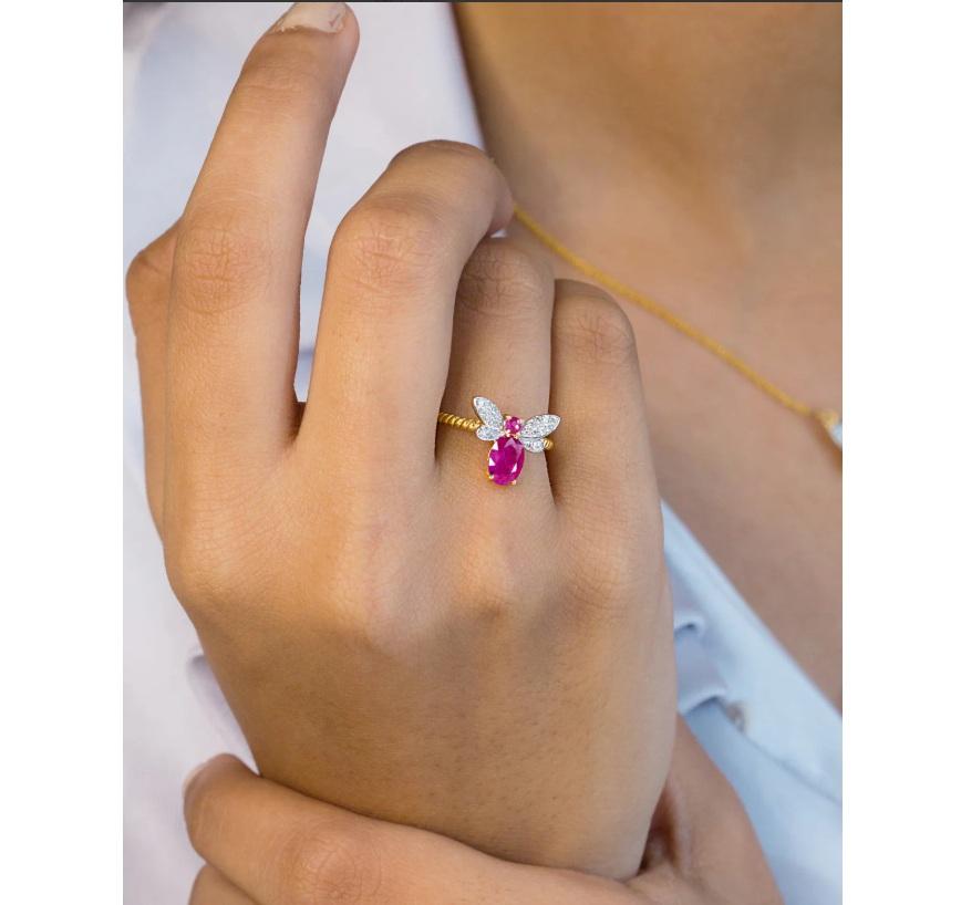 Natürlicher Rubin Ring 18K Gold im Zustand „Neu“ im Angebot in jaipur, IN