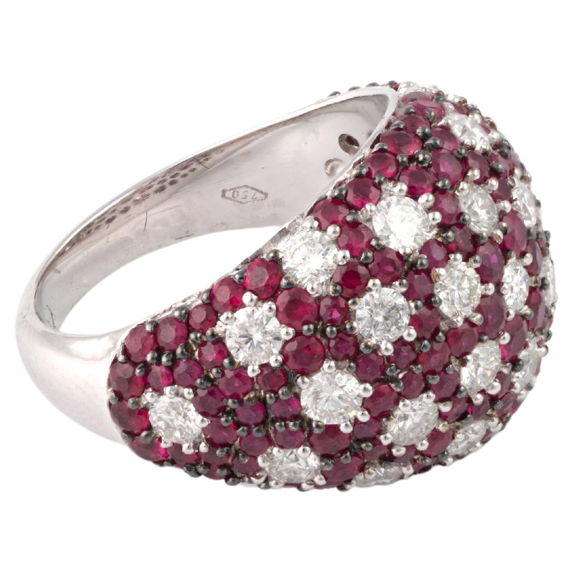 Natural Ruby Ring 3.42 Carats and Diamonds 0.26 Carats in 18k Gold