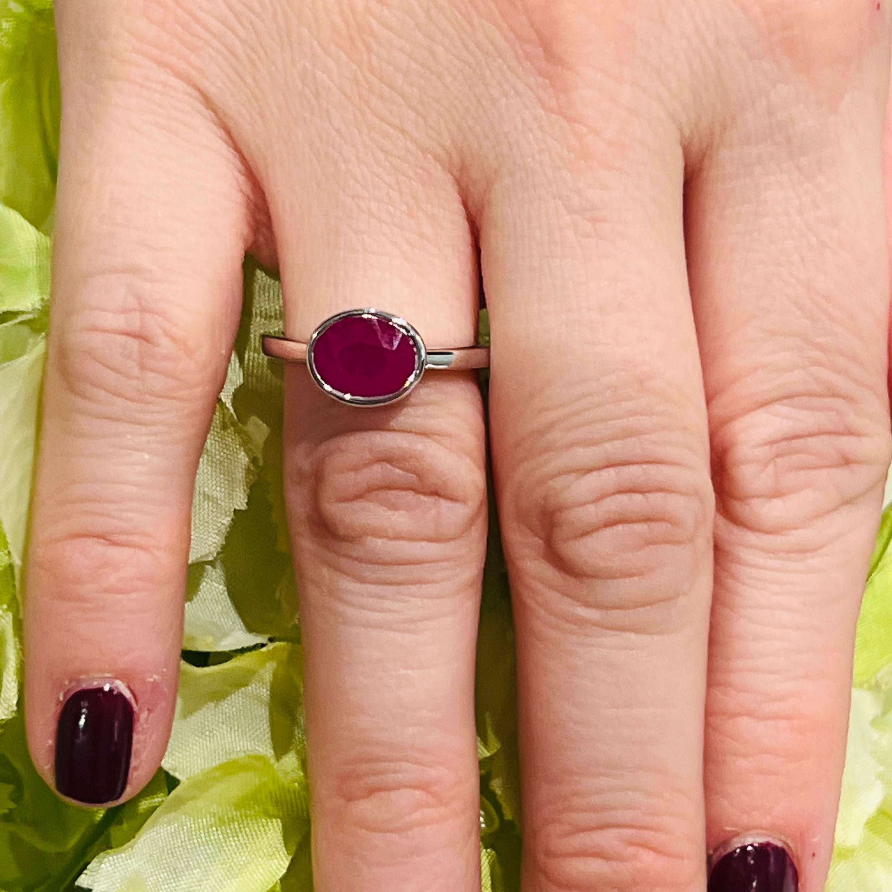 Natural Ruby Ring 6.5 14k White Gold 2.38 TCW Certified For Sale 9