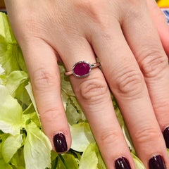 Bague rubis naturel 6.5 or blanc 14k 2.38 TCW Certified