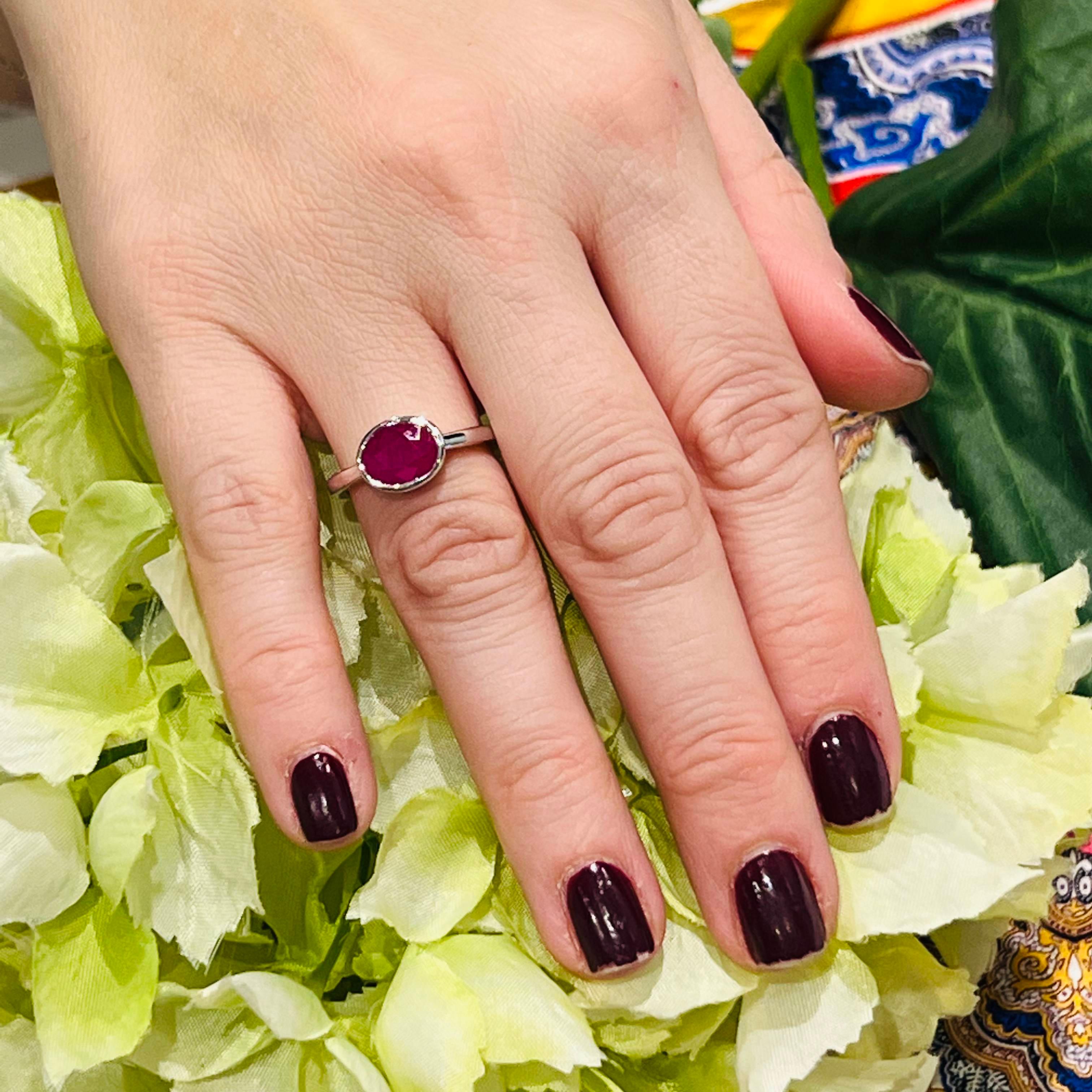 Natural Ruby Ring 6.5 14k White Gold 2.38 TCW Certified In New Condition For Sale In Brooklyn, NY