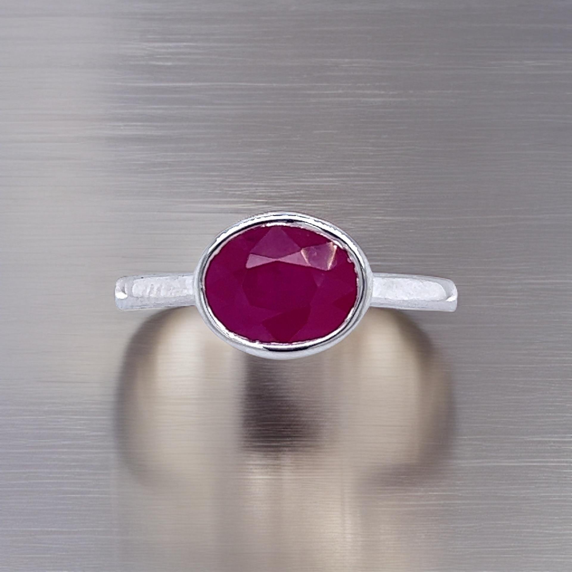 Women's Natural Ruby Ring 6.5 14k White Gold 2.38 TCW Certified For Sale