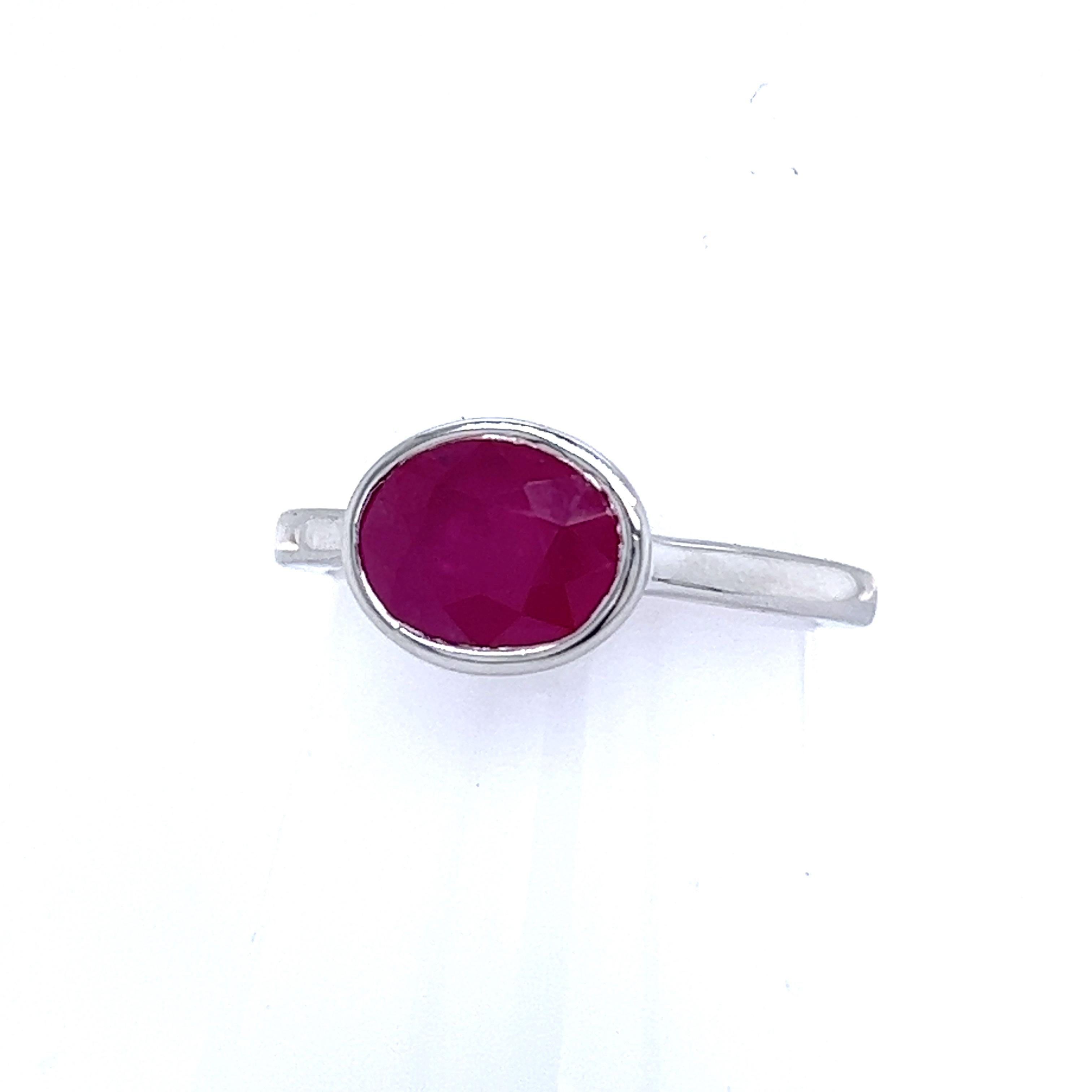 Natural Ruby Ring 6.5 14k White Gold 2.38 TCW Certified For Sale 4