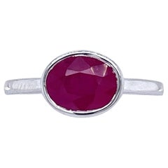 Bague rubis naturel 6.5 or blanc 14k 2.38 TCW Certified