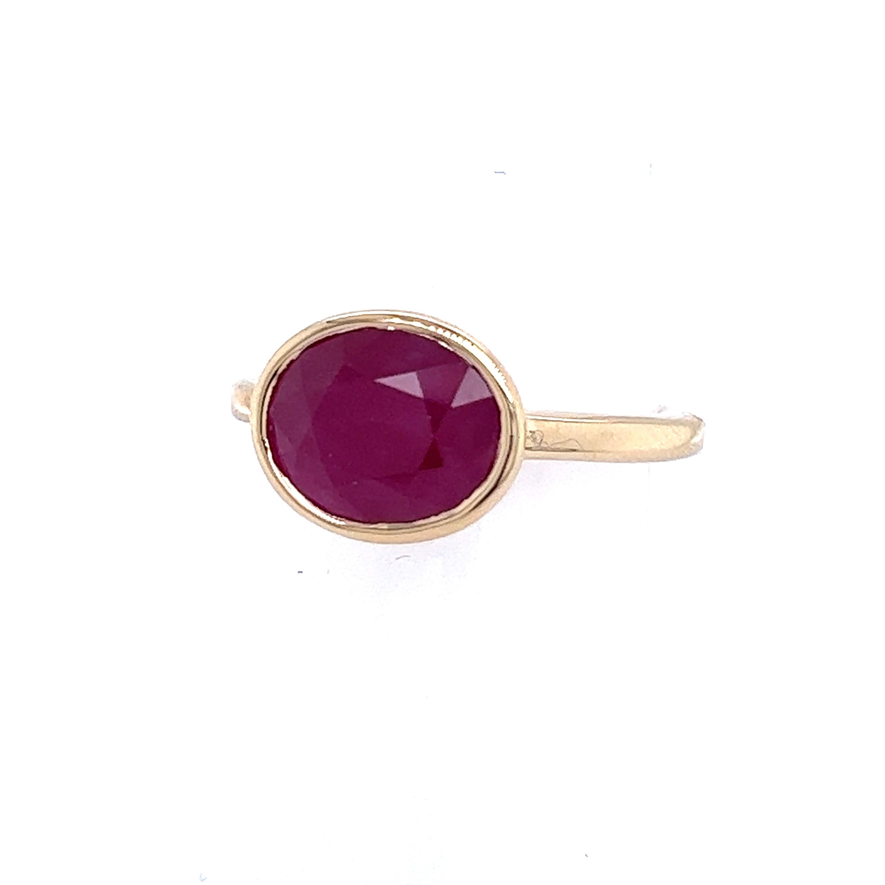 Natural Ruby Ring 6.5 14k Yellow Gold 4.51 TCW Certified For Sale 5