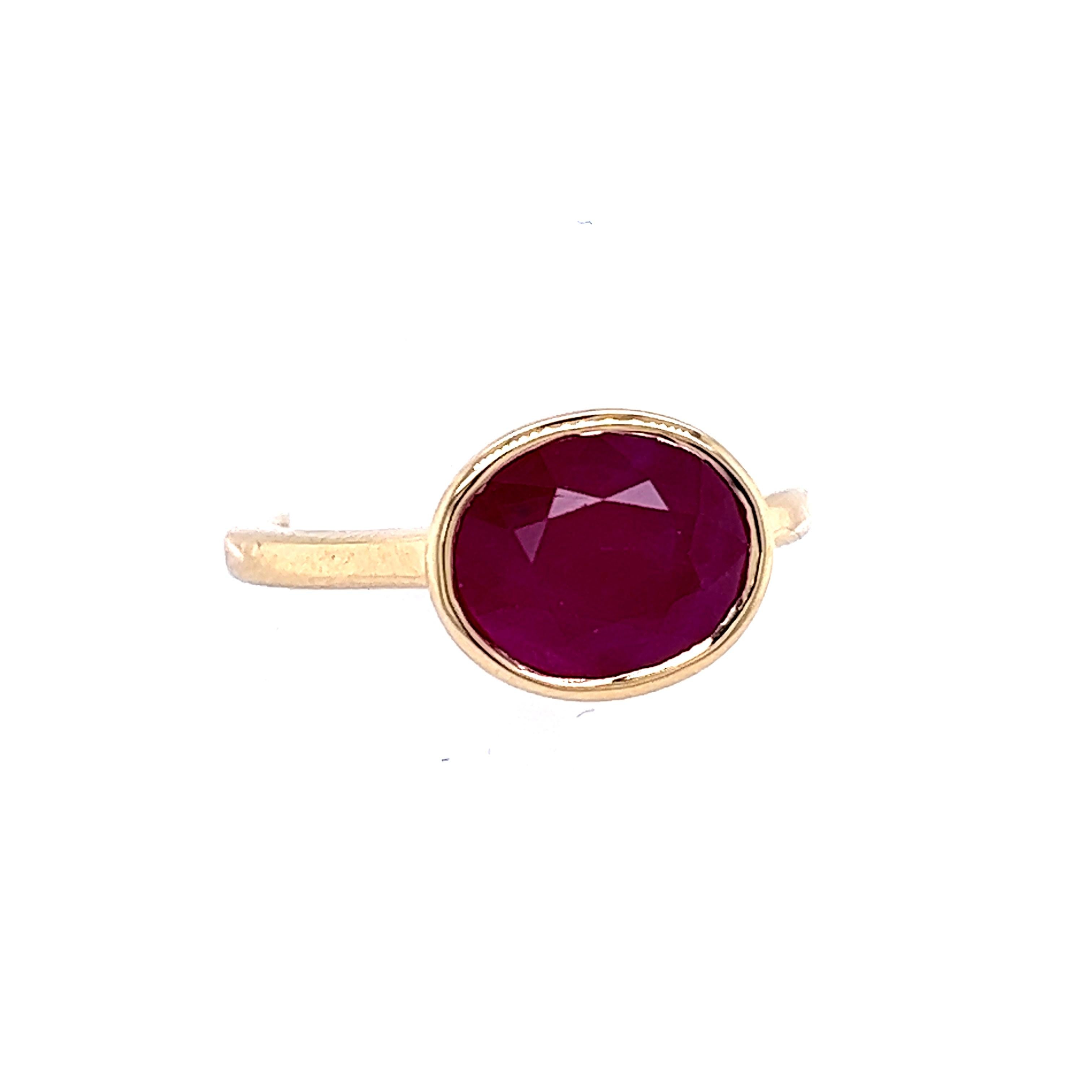 Natural Ruby Ring 6.5 14k Yellow Gold 4.51 TCW Certified For Sale 12
