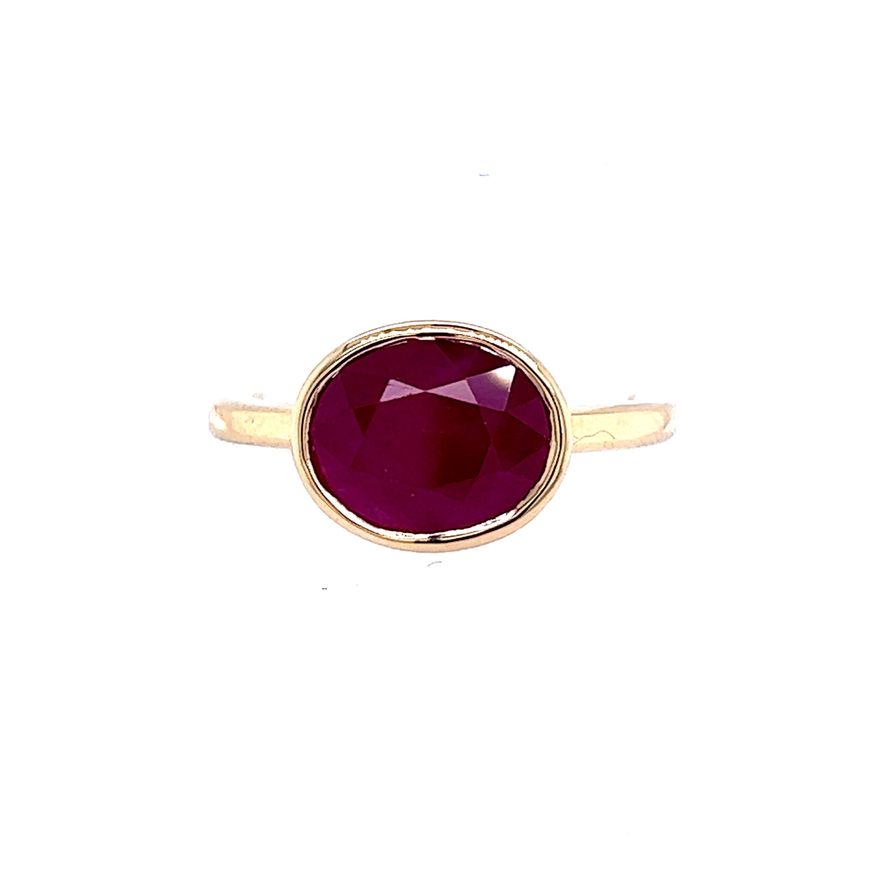 Natural Ruby Ring 6.5 14k Yellow Gold 4.51 TCW Certified For Sale 13