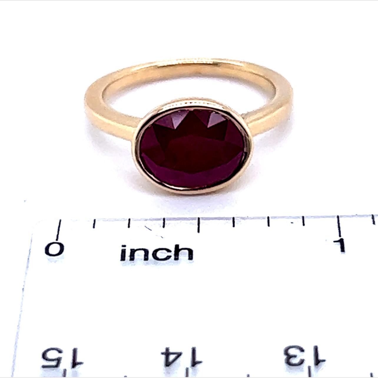 Oval Cut Natural Ruby Ring 6.5 14k Yellow Gold 4.51 TCW Certified For Sale