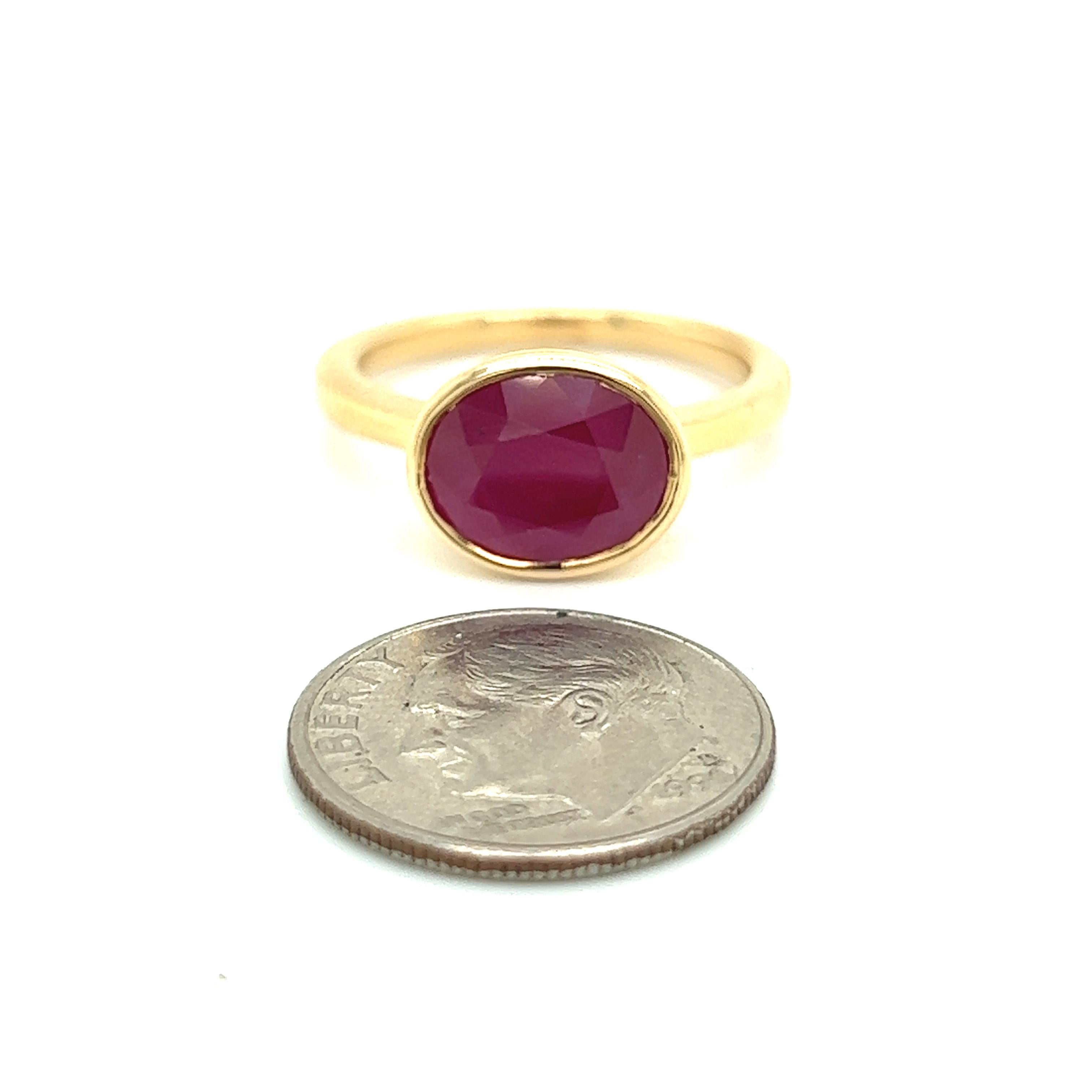 Natural Ruby Ring 6.5 14k Yellow Gold 4.51 TCW Certified In New Condition For Sale In Brooklyn, NY