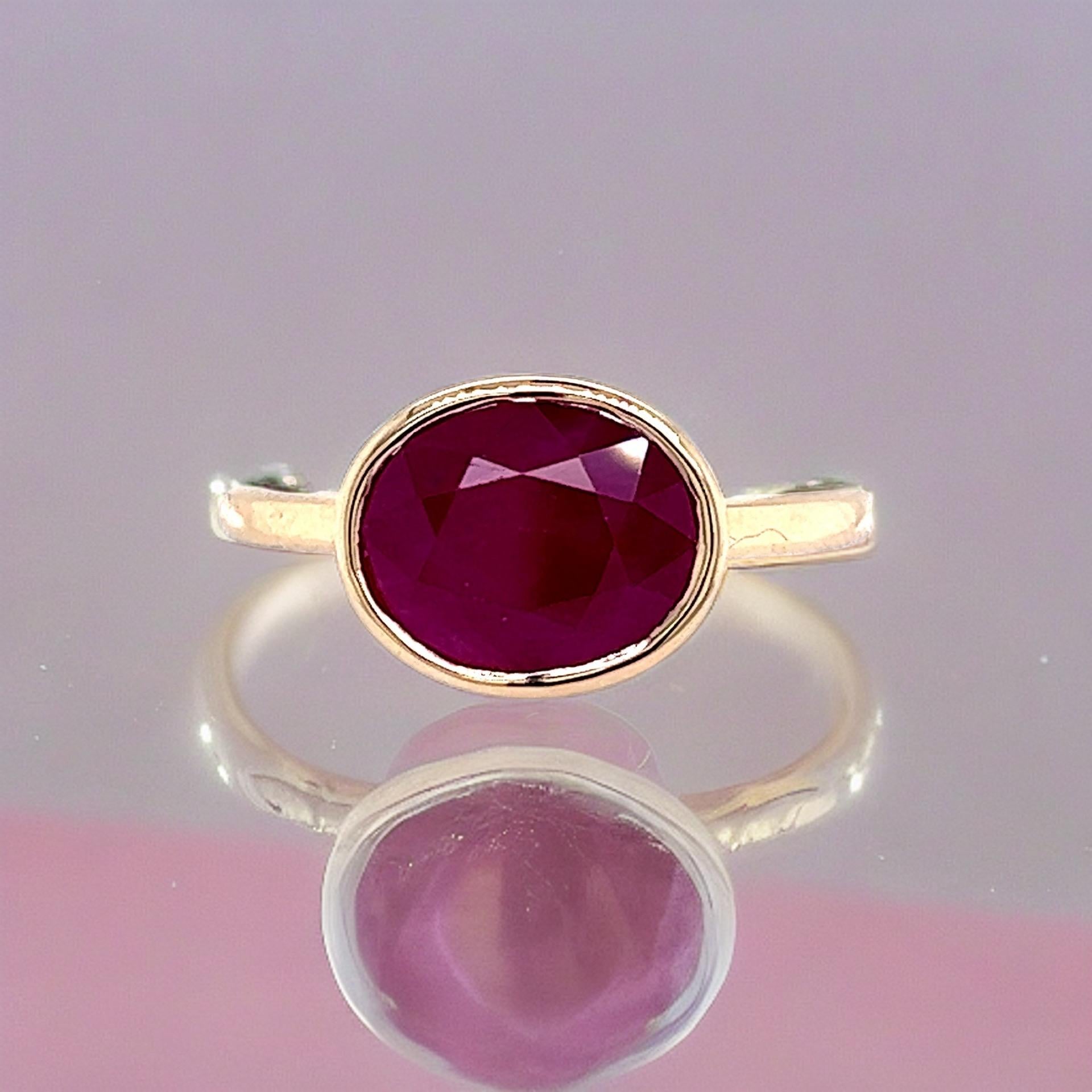 Women's Natural Ruby Ring 6.5 14k Yellow Gold 4.51 TCW Certified For Sale