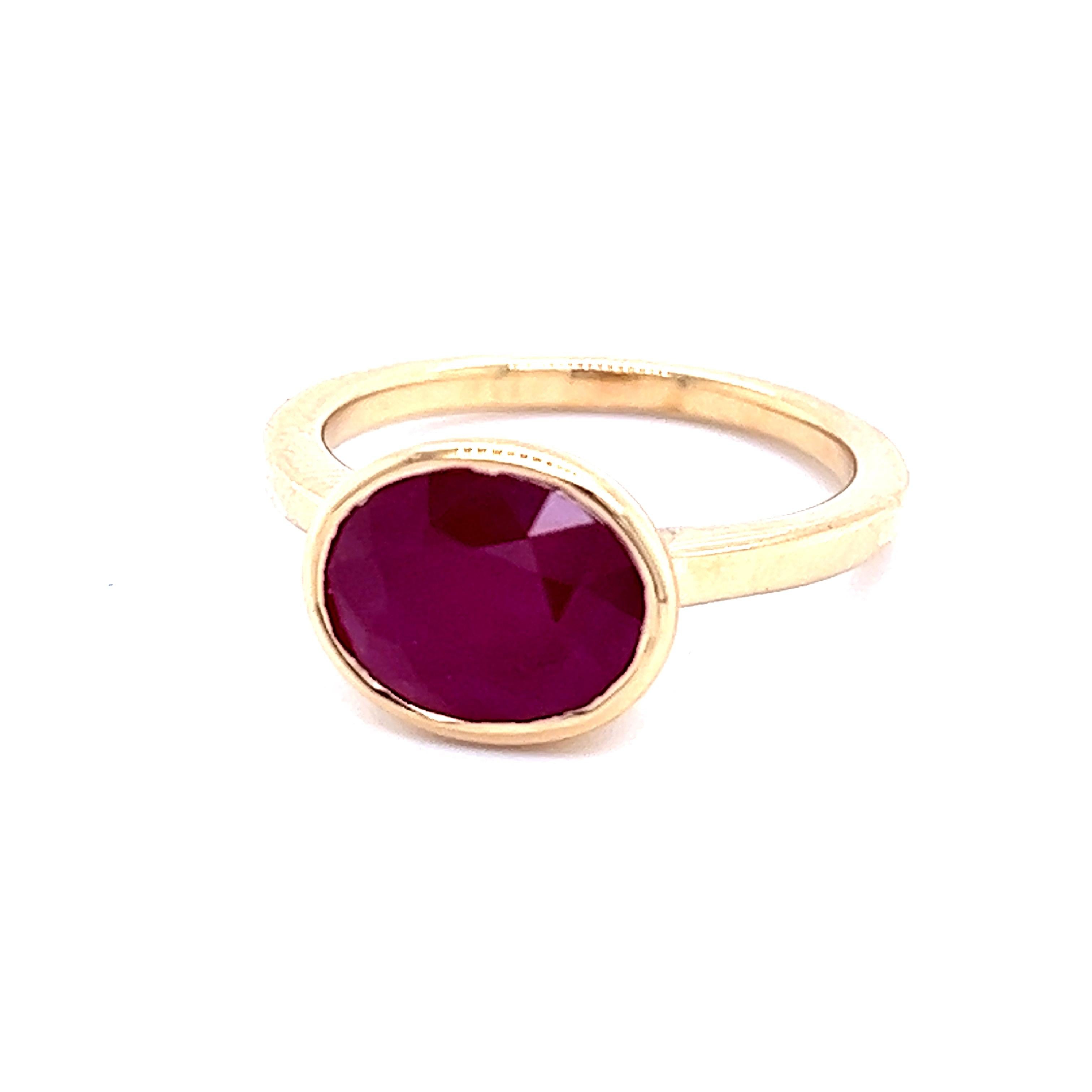 Natural Ruby Ring 6.5 14k Yellow Gold 4.51 TCW Certified For Sale 1