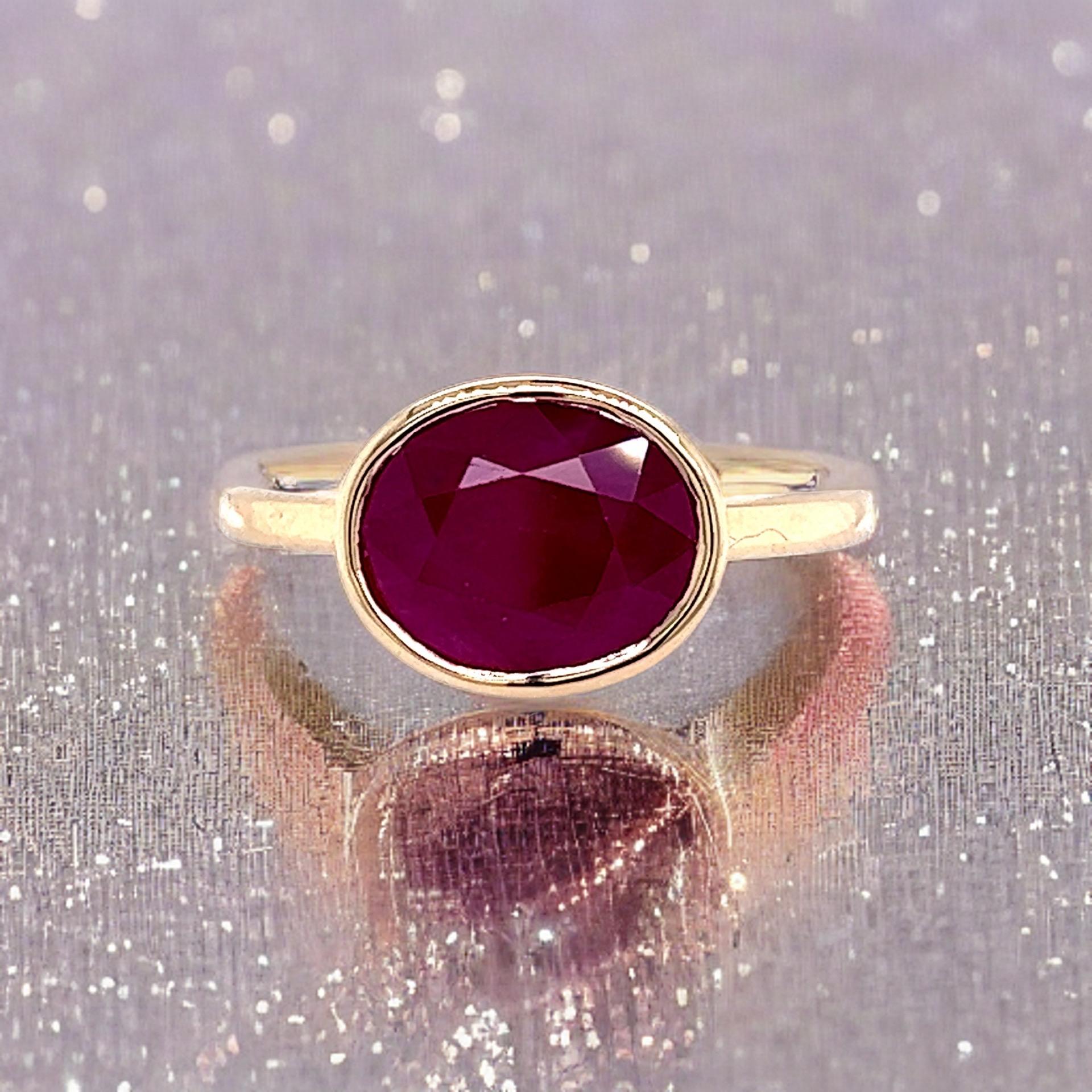 Natural Ruby Ring 6.5 14k Yellow Gold 4.51 TCW Certified For Sale 4