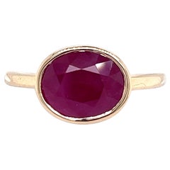 Bague en or jaune 14 carats certifiée 4,51 TCW, rubis naturel 6,5
