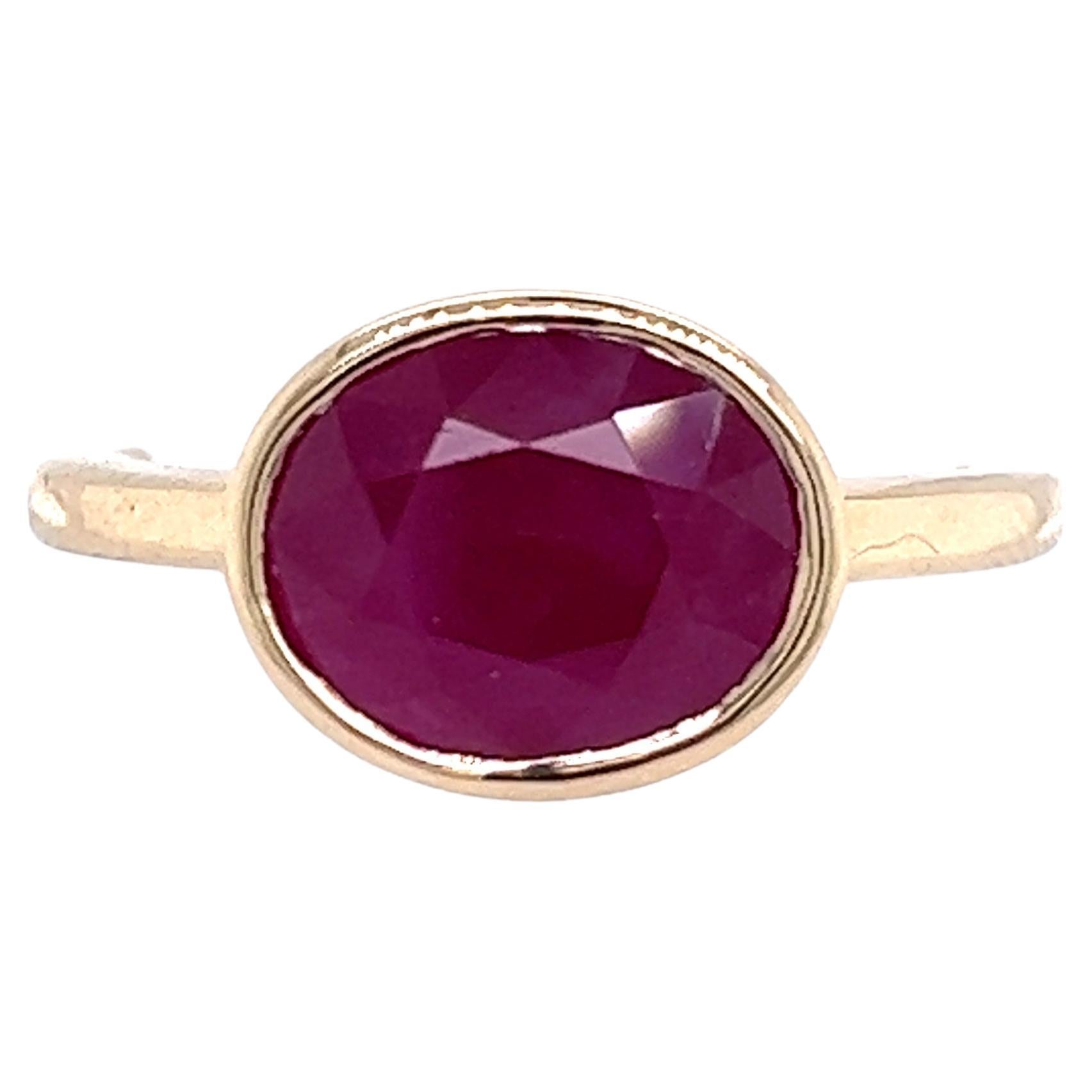 Natural Ruby Ring 6.5 14k Yellow Gold 4.51 TCW Certified For Sale