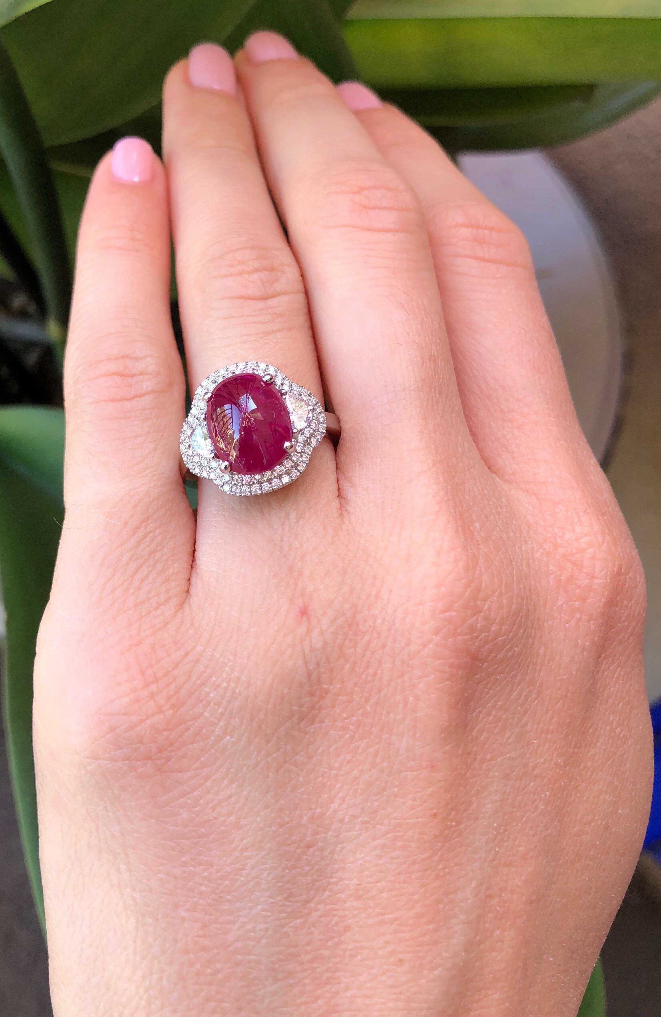 Modern No Heat Ruby Ring Cabochon 5.00 Carats GIA Certified Unheated