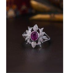 Natürlicher 1,00cts Rubin & 0,17cts Diamant Ring in 18k Gold