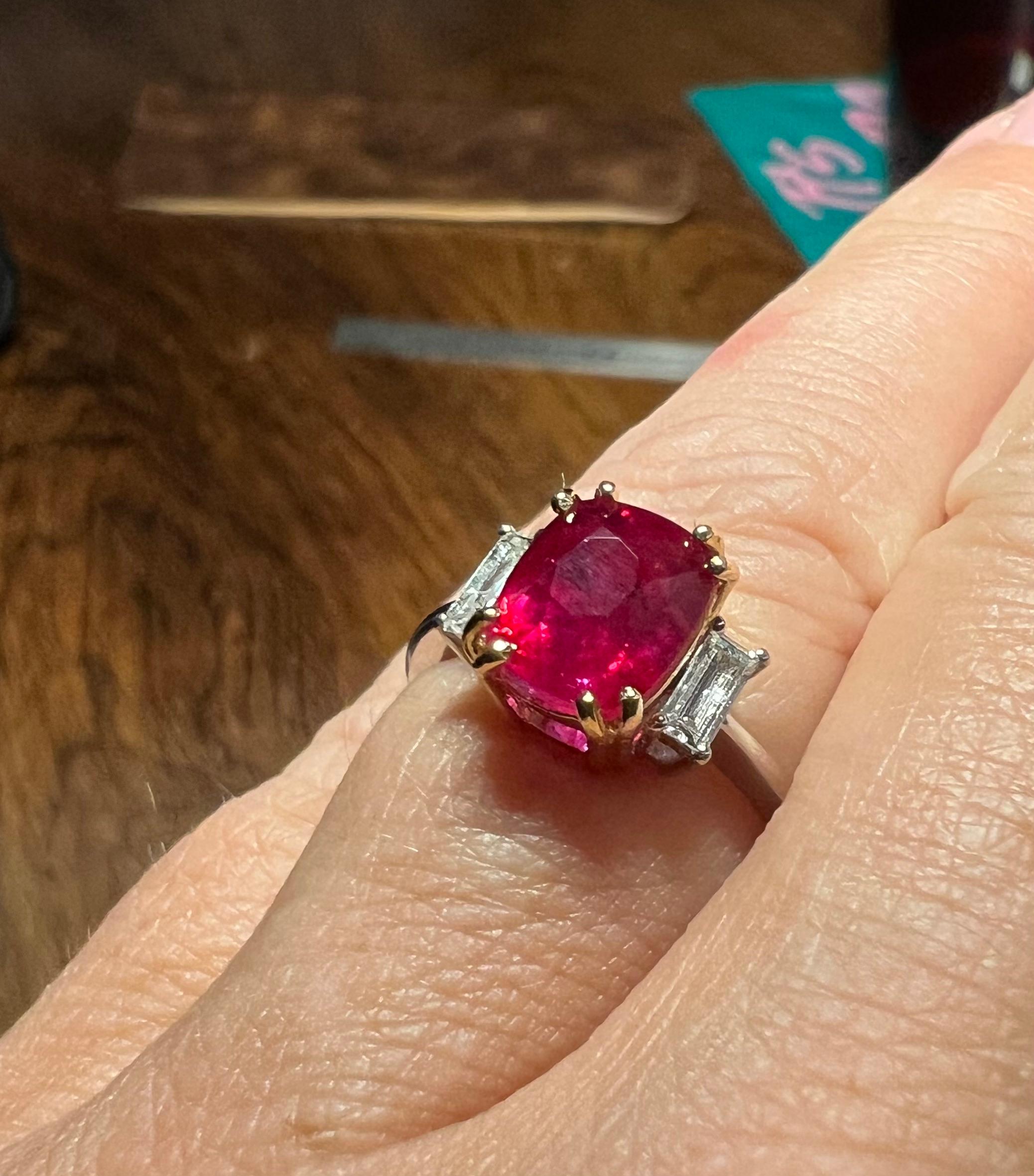 Natural Ruby Ring Surrounded By Diamonds In 18 Carat White Gold 4