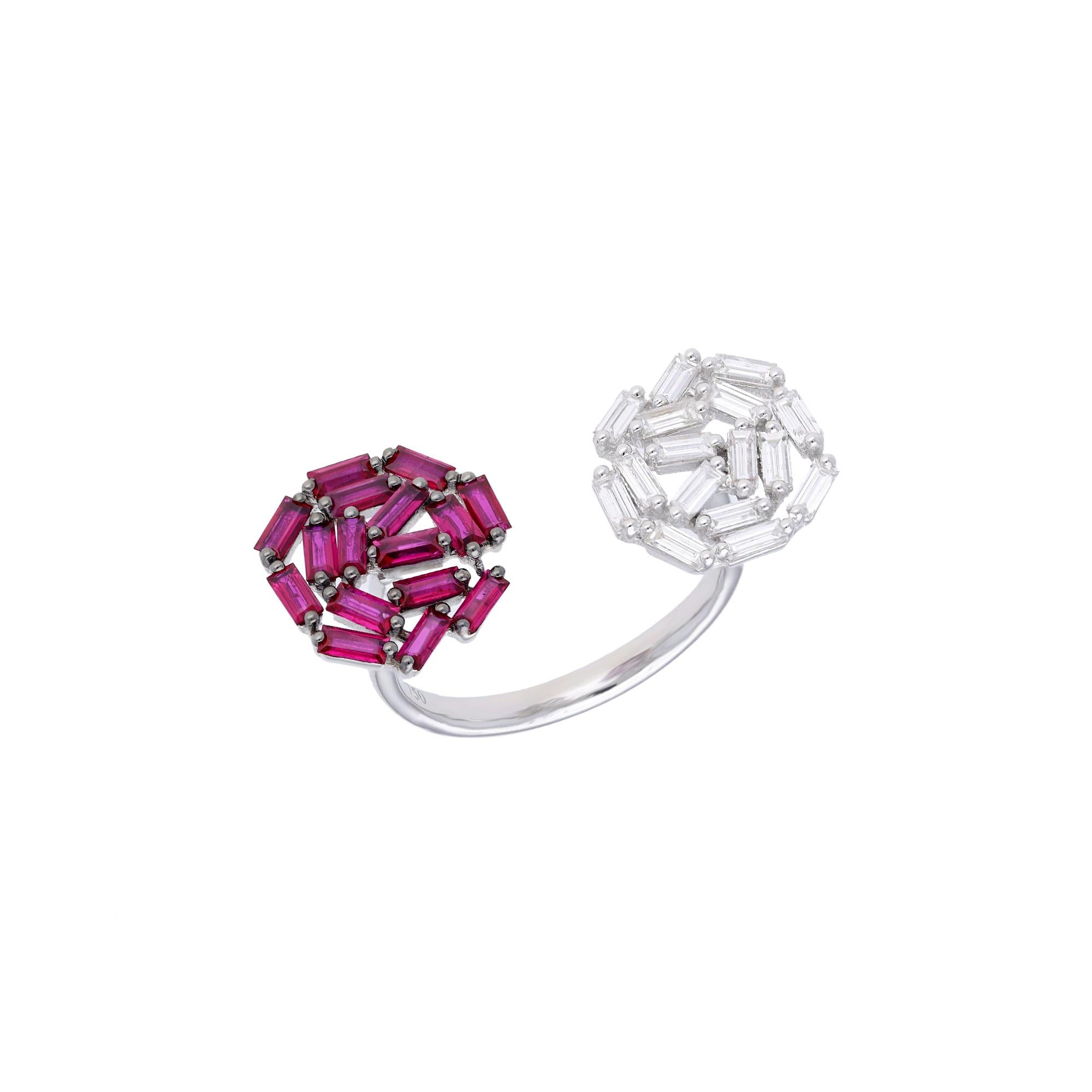 Natural Ruby ring with diamond 0.28 cts in 18k gold In New Condition For Sale In jaipur, IN