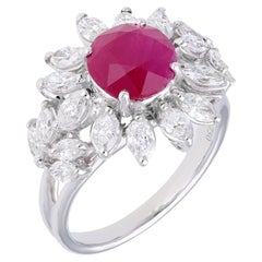 Natural Ruby Ring with diamond 1.48 cts in 18k gold