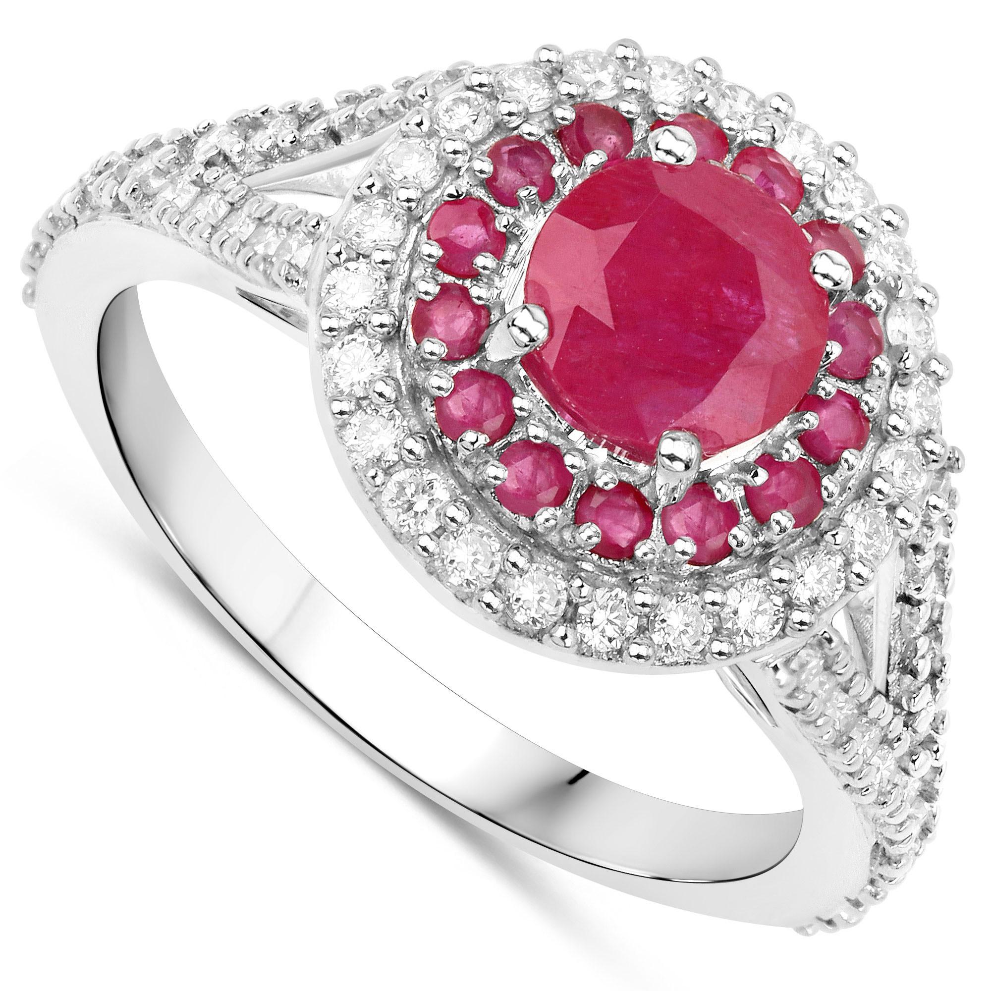 Natural Ruby Ring With Diamonds 1.95 Carats 14K White Gold In New Condition For Sale In Laguna Niguel, CA