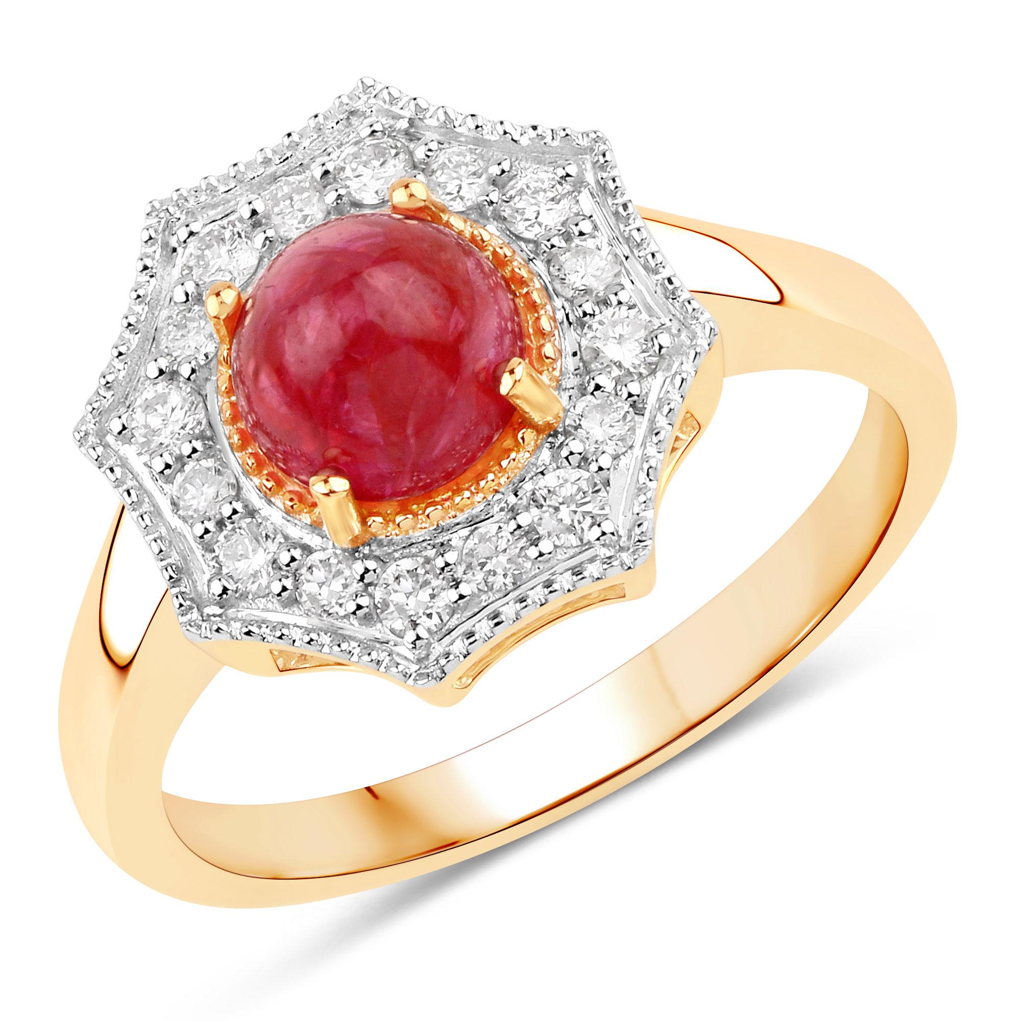 It comes with the appraisal by GIA GG/AJP
All Gemstones are Natural
Ruby = 1.76 Carat
16 Round White Diamonds = 0.25 Carats
Metal: 14K Yellow Gold
Ring Size: 7* US
*It can be resized complimentary
