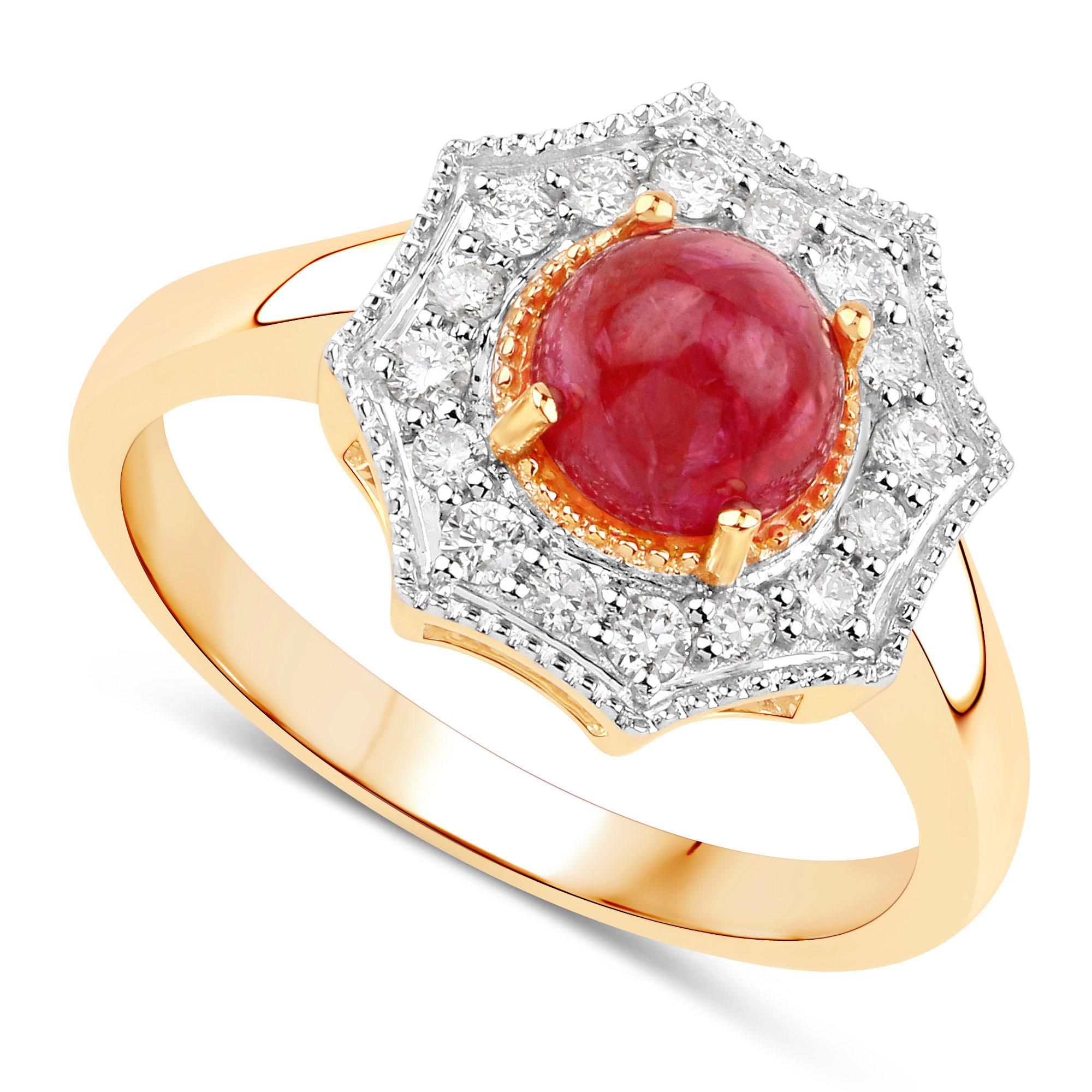 Natural Ruby Ring With Diamonds 2.01 Carats 14K Yellow Gold In New Condition For Sale In Laguna Niguel, CA