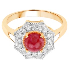 Natural Ruby Ring With Diamonds 2.01 Carats 14K Yellow Gold