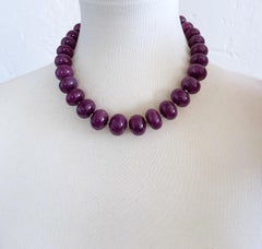 Natural Ruby Rondelle Beaded Necklace with Interlocking Ring Clasp