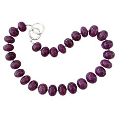 Natural Ruby Rondelle Beaded Necklace with Interlocking Ring Clasp