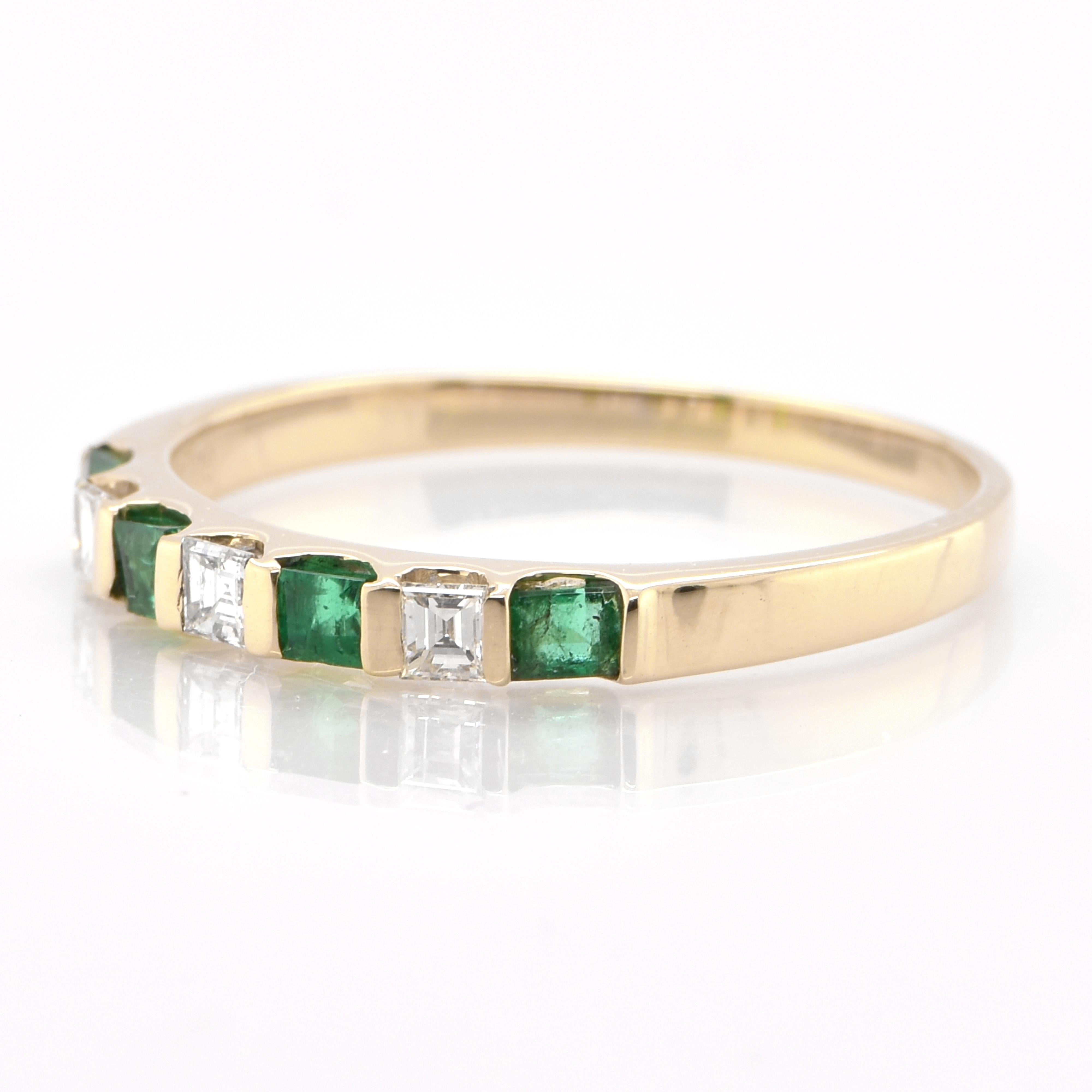 Modern Natural Ruby, Sapphire and Emerald Stackable Rings Set in 18 Karat Yellow Gold
