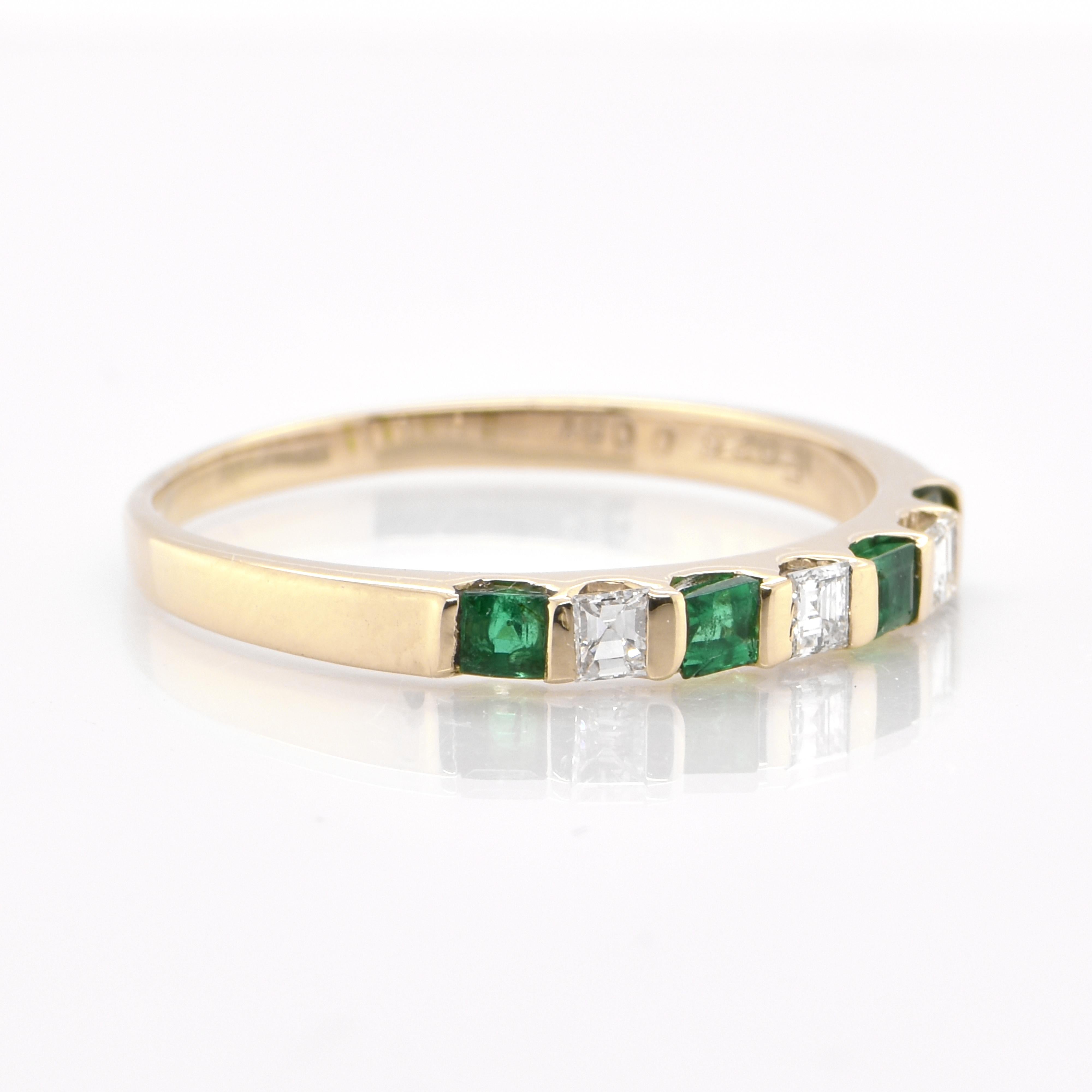 Square Cut Natural Ruby, Sapphire and Emerald Stackable Rings Set in 18 Karat Yellow Gold