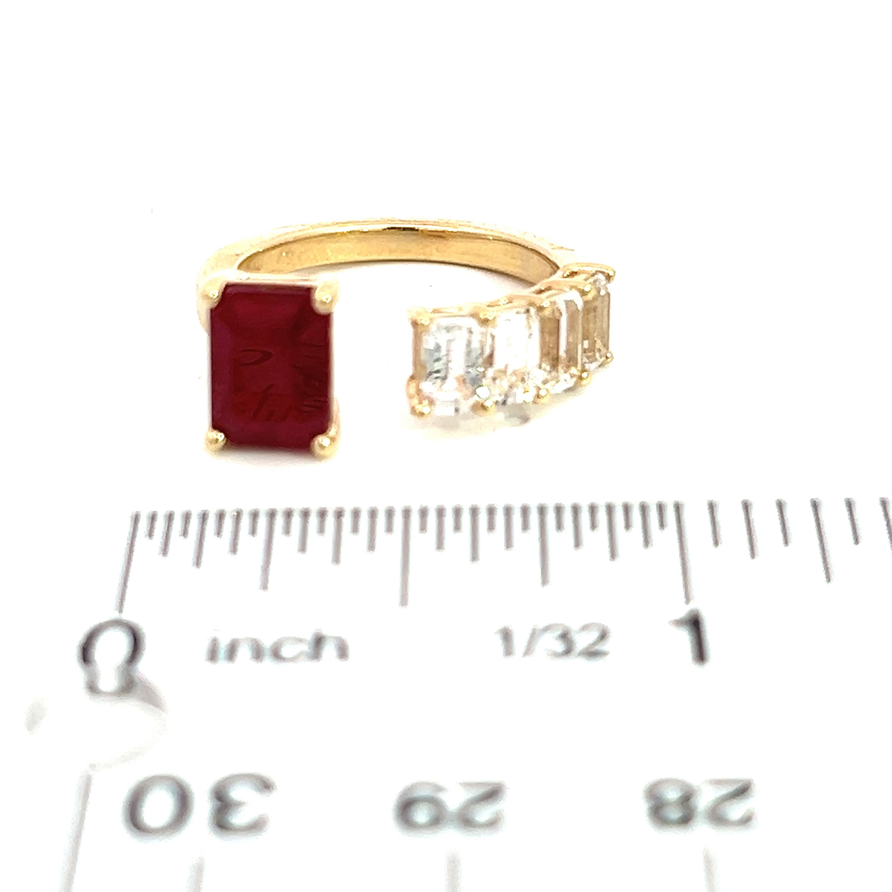 Natural Ruby Sapphire Ring 6.5 14k W Gold 3.64 TCW Certified For Sale 12