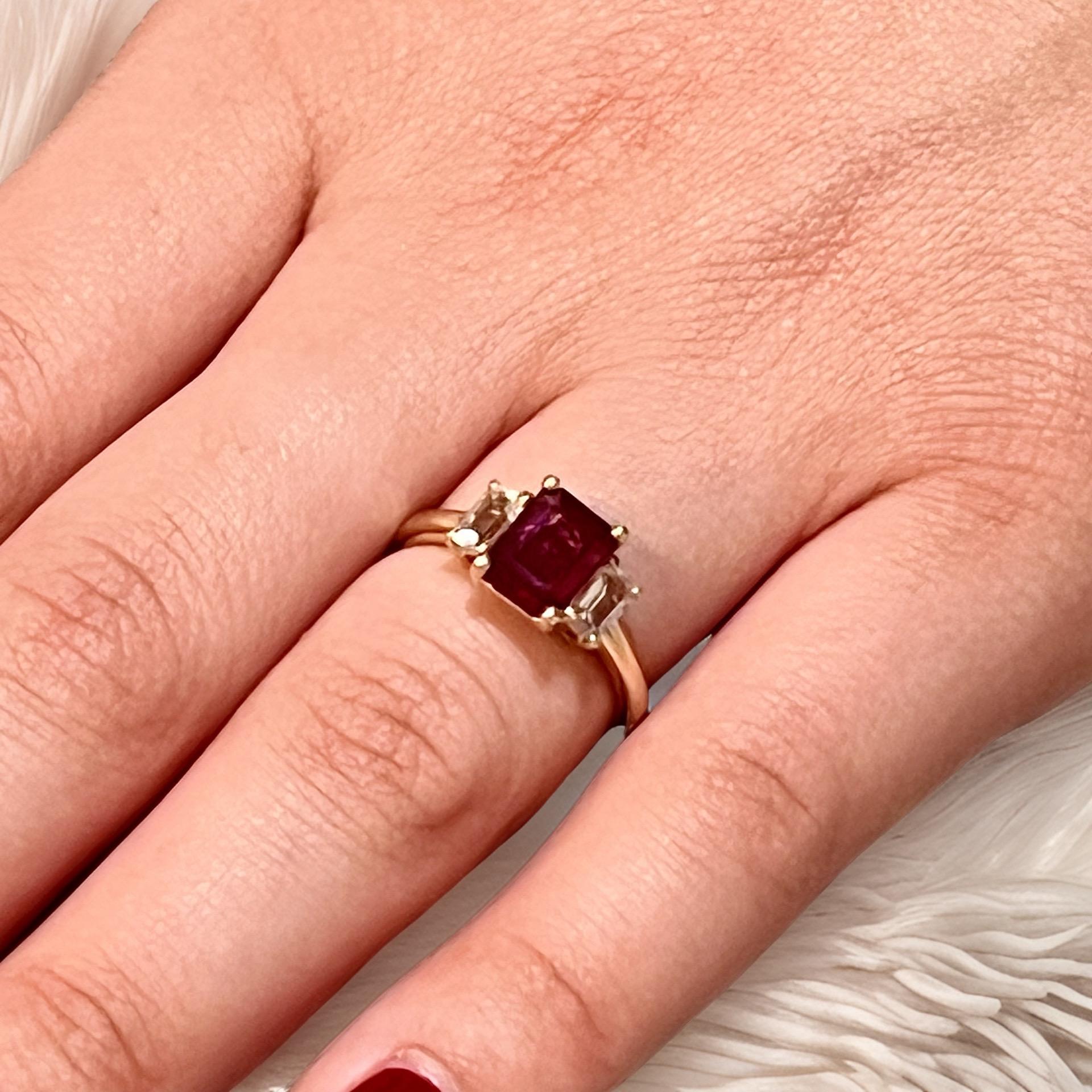 Natural Ruby Sapphire Ring 6.5 14k Y Gold 2.51 TCW Certified For Sale 5